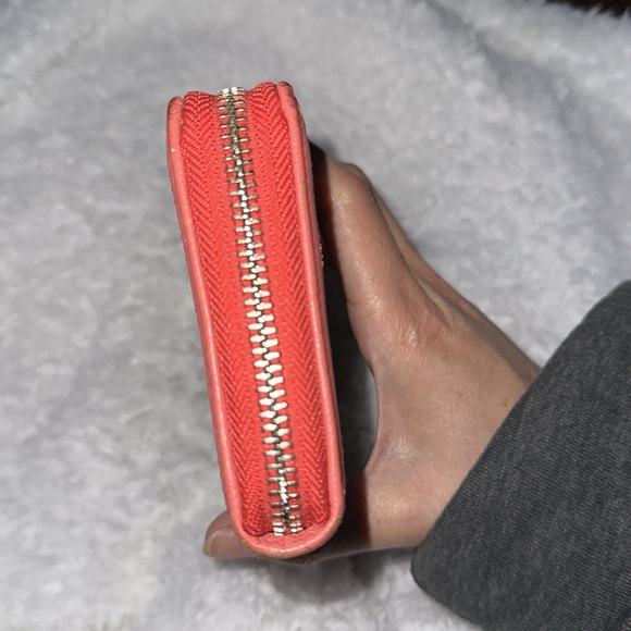 Coach signature brown/tan monogram long wallet with coral details π - Picture 4 of 10